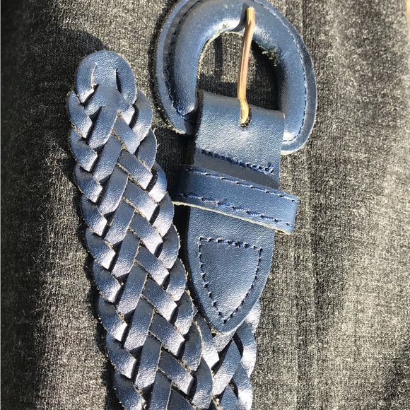 Navy woven leather BELT - size M/L - Picture 2 of 4